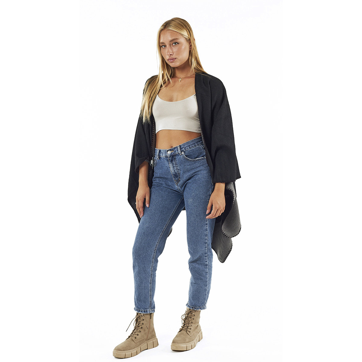 Verde Γυναικεία Κάπα 49-0052 ΑΚΡΥΛΙΚΗ Μαύρο