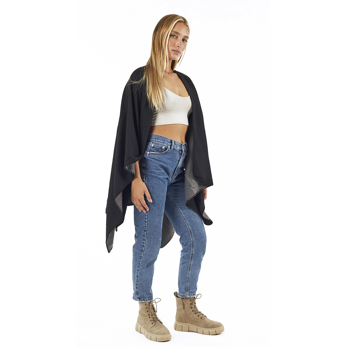 Verde Γυναικεία Κάπα 49-0052 ΑΚΡΥΛΙΚΗ Μαύρο