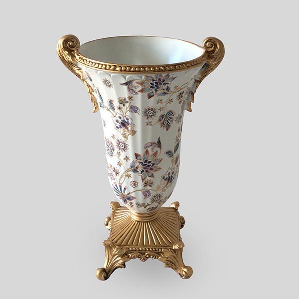 ΒΑΖΟ ΠΟΛΥΡΕΖΙΝ ΛΕΥΚΟ – ΧΡΥΣΟ ΜΕ ΛΟΥΛΟΥΔΙΑ 25x20x40cm