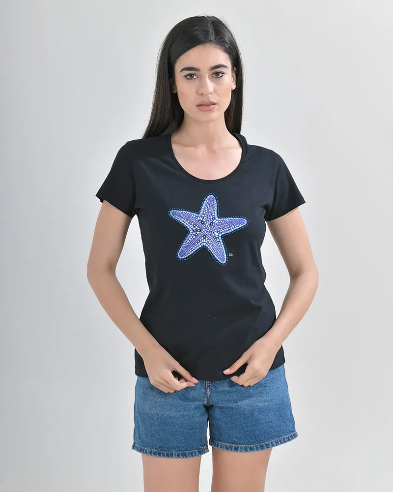 ΜΠΛΟΥΖΑΚΙ ΜΑΥΡΟ ΜΠΛΕ ΑΣΤΕΡΙΑΣ ΜΕ STRASS S/M (100% COTTON) ΜΠΛΟΥΖΑΚΙ ΜΑΥΡΟ ΜΠΛΕ ΑΣΤΕΡΙΑΣ ΜΕ STRASS S/M (100% COTTON)