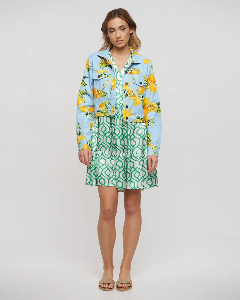 ΤΖΙΝ ΜΠΟΥΦΑΝ ΓΑΛΑΖΙΟ/ΚΙΤΡΙΝΟ ΜΕ ΣΧΕΔΙΟ ΛΕΜΟΝΙΑ S/M (100% COTTON)