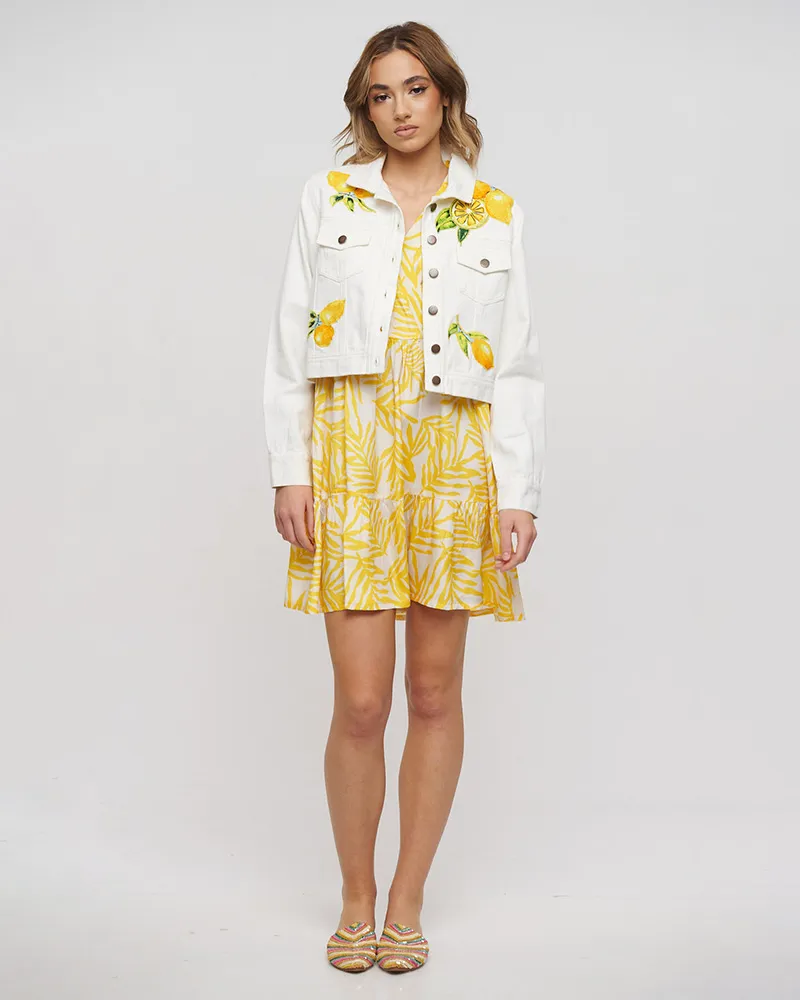 ΤΖΙΝ ΜΠΟΥΦΑΝ ΛΕΥΚΟ/ΚΙΤΡΙΝΟ ΜΕ ΣΧΕΔΙΟ ΛΕΜΟΝΙΑ S/M (100% COTTON)