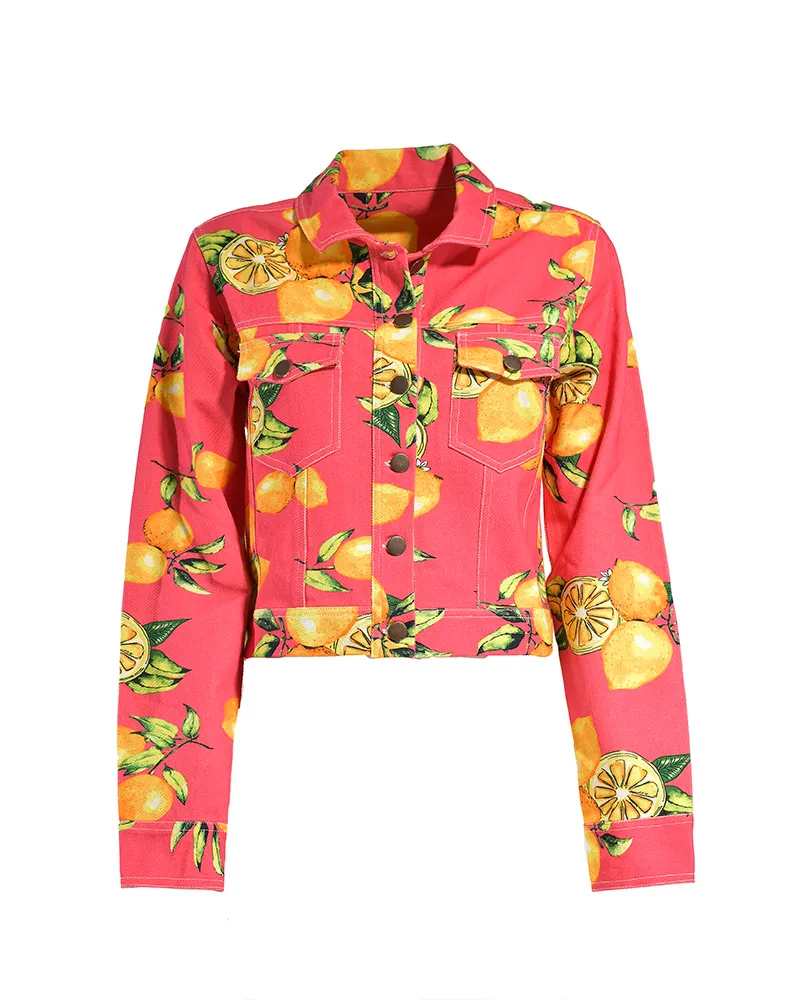 ΤΖΙΝ ΜΠΟΥΦΑΝ ΡΟΖ/ΚΙΤΡΙΝΟ ΜΕ ΣΧΕΔΙΟ ΛΕΜΟΝΙΑ S/M (100% COTTON)