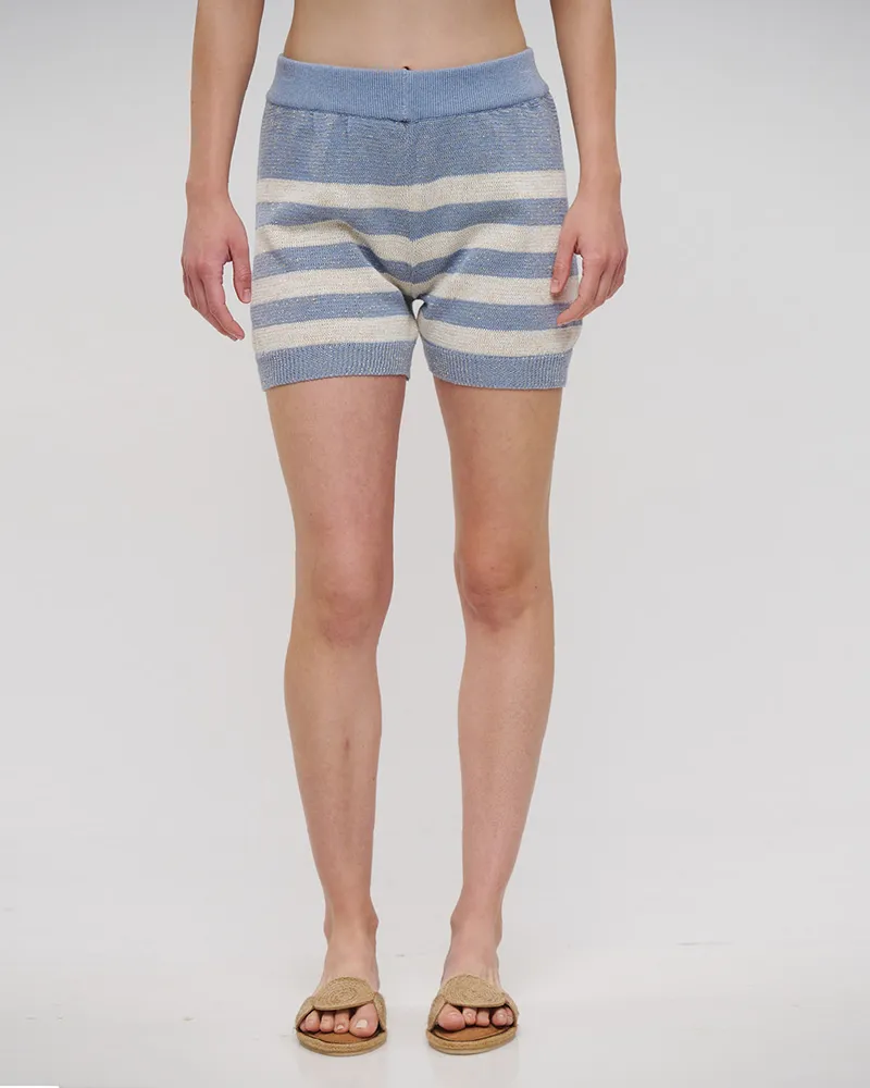 ΣΟΡΤΣΑΚΙ ΓΚΡΙ/ΓΑΛΑΖΙΟ/ΛΕΥΚΟ ΡΙΓΕ S/M (98% COTTON 2% LUREX)