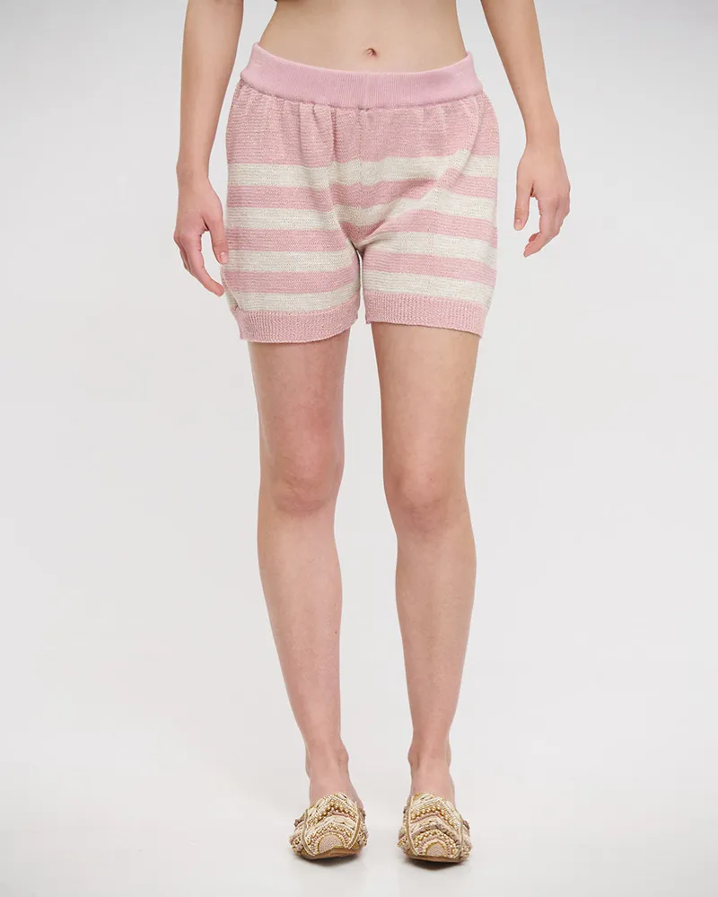 ΣΟΡΤΣΑΚΙ ΡΟΖ/ΛΕΥΚΟ ΡΙΓΕ S/M (98% COTTON 2% LUREX)