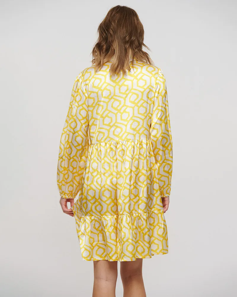 ΦΟΡΕΜΑ ΛΕΥΚΟ/ΚΙΤΡΙΝΟ ΜΕ ΦΟΥΝΤΕΣ ONE SIZE (100% POLYESTER)