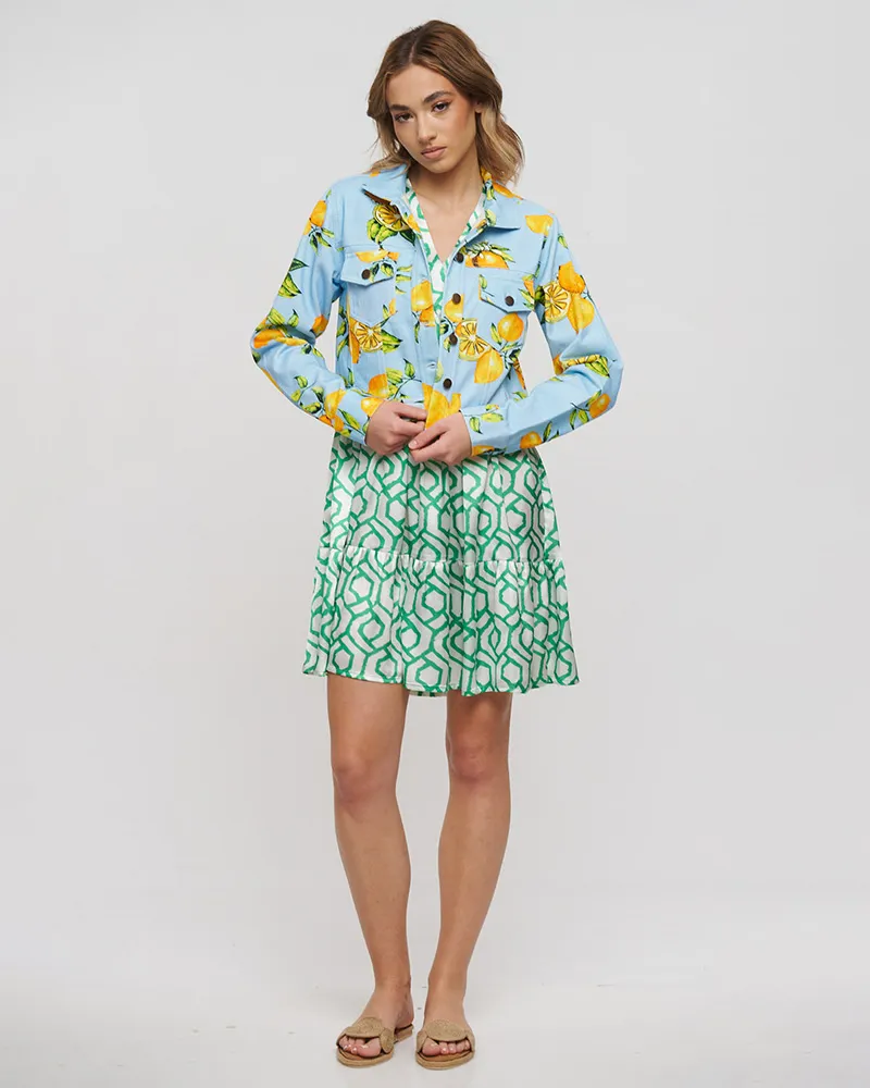 ΤΖΙΝ ΜΠΟΥΦΑΝ ΓΑΛΑΖΙΟ/ΚΙΤΡΙΝΟ ΜΕ ΣΧΕΔΙΟ ΛΕΜΟΝΙΑ L/XL (100% COTTON)