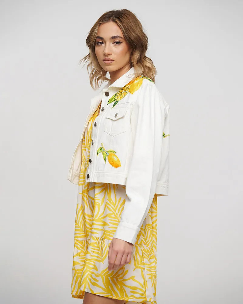 ΤΖΙΝ ΜΠΟΥΦΑΝ ΛΕΥΚΟ/ΚΙΤΡΙΝΟ ΜΕ ΣΧΕΔΙΟ ΛΕΜΟΝΙΑ M/L (100% COTTON)