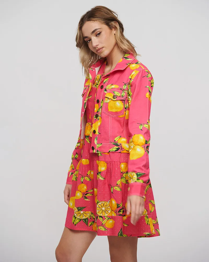 ΤΖΙΝ ΜΠΟΥΦΑΝ ΡΟΖ/ΚΙΤΡΙΝΟ ΜΕ ΣΧΕΔΙΟ ΛΕΜΟΝΙΑ M/L (100% COTTON)