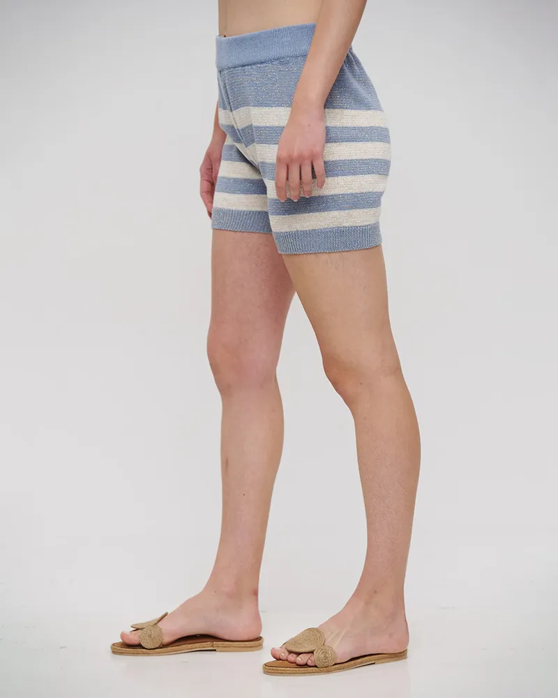 ΣΟΡΤΣΑΚΙ ΓΚΡΙ/ΓΑΛΑΖΙΟ/ΛΕΥΚΟ ΡΙΓΕ M/L (98% COTTON 2% LUREX)