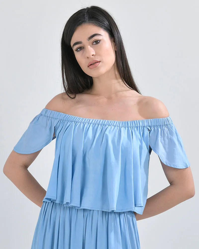 ΤΟΠΑΚΙ  OFF SHOULDER ΓΑΛΑΖΙΟ ΜΕ ΚΕΝΤΗΜΑ(S/M)