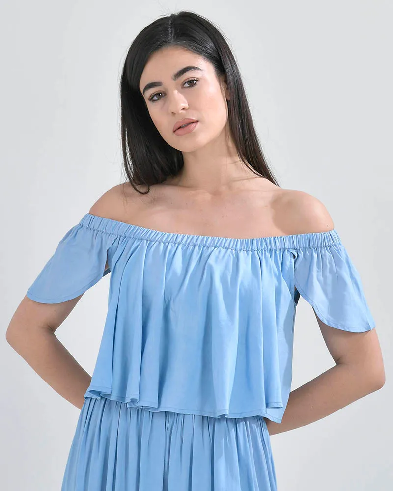 ΤΟΠΑΚΙ  OFF SHOULDER ΓΑΛΑΖΙΟ ΜΕ ΚΕΝΤΗΜΑ(M/L)