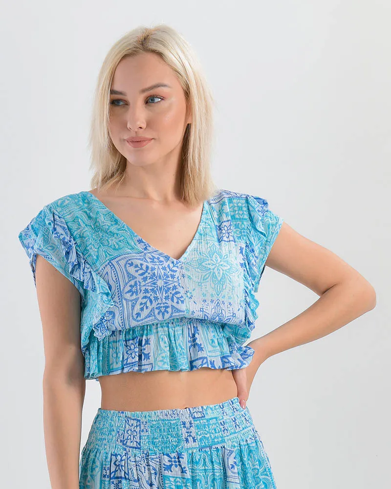 TOP/ΜΠΛΟΥΖΑΚΙ ΜΠΛΕ ΓΑΛΑΖΙΟ M/L TOP/ΜΠΛΟΥΖΑΚΙ ΜΠΛΕ ΓΑΛΑΖΙΟ M/L