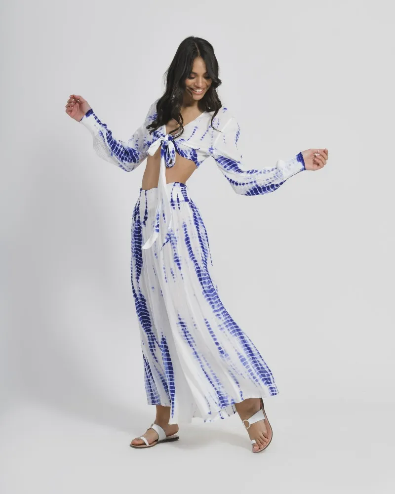 ΤΟΠ ΛΕΥΚΟ ΜΠΛΕ TIE DYE ONE SIZE (100% RAYON CREPE)