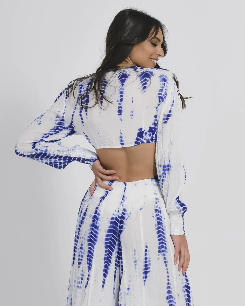 ΤΟΠ ΛΕΥΚΟ ΜΠΛΕ TIE DYE ONE SIZE (100% RAYON CREPE)
