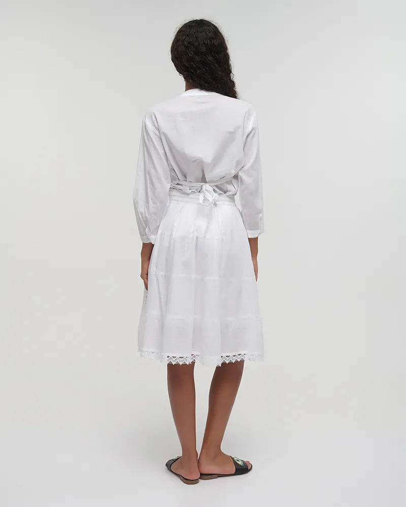 ΦΟΥΣΤΑ ΚΟΝΤΗ ΛΕΥΚΗ ΜΕ ΔΑΝΤΕΛΑ ONE SIZE (100%COTTON)