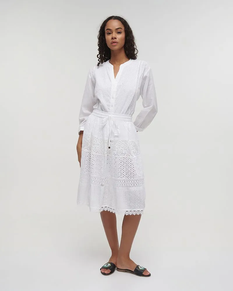 ΦΟΥΣΤΑ ΚΟΝΤΗ ΛΕΥΚΗ ΜΕ ΔΑΝΤΕΛΑ ONE SIZE (100%COTTON)