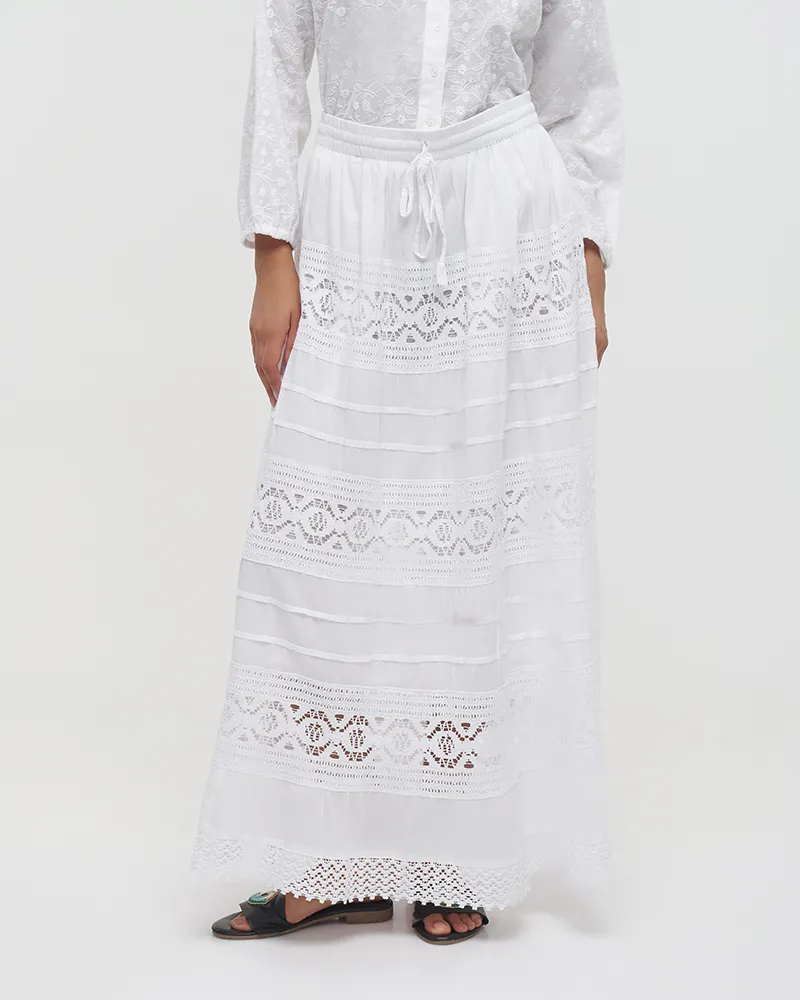 ΦΟΥΣΤΑ ΜΑΚΡΙΑ ΛΕΥΚΗ ΜΕ ΔΑΝΤΕΛΑ ONE SIZE (100%COTTON)