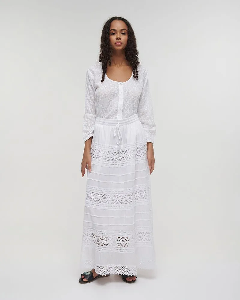 ΦΟΥΣΤΑ ΜΑΚΡΙΑ ΛΕΥΚΗ ΜΕ ΔΑΝΤΕΛΑ ONE SIZE (100%COTTON)