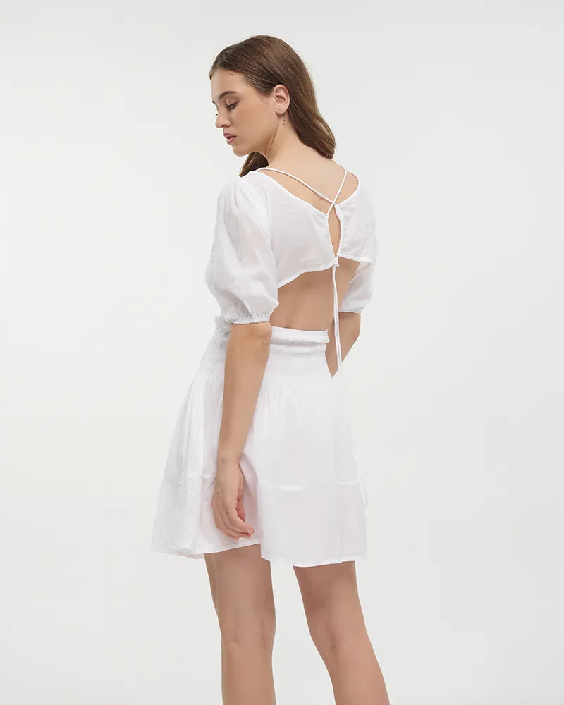ΦΟΡΕΜΑ ΚΟΝΤΟ ΜΕ ΚΟΝΤΟ ΜΑΝΙΚΙ ΚΑΙ ΑΝΟΙΓΜΑ ΣΤΗ ΠΛΑΤΗ ΛΕΥΚΟ ONE SIZE (100%COTTON).