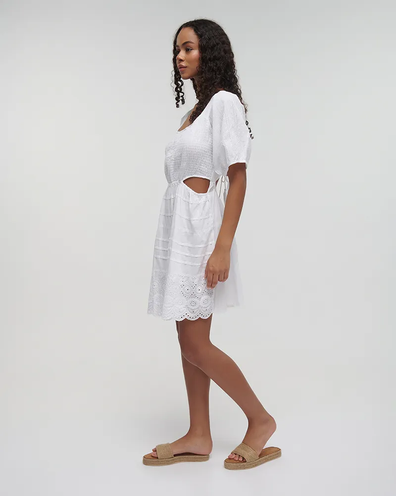 ΦΟΡΕΜΑ ΚΟΝΤΟ ΜΕ ΚΟΝΤΟ ΜΑΝΙΚΙ ΚΑΙ ΔΕΣΙΜΟ ΣΤΗ ΠΛΑΤΗ ΛΕΥΚΟ ONE SIZE (100%COTTON).