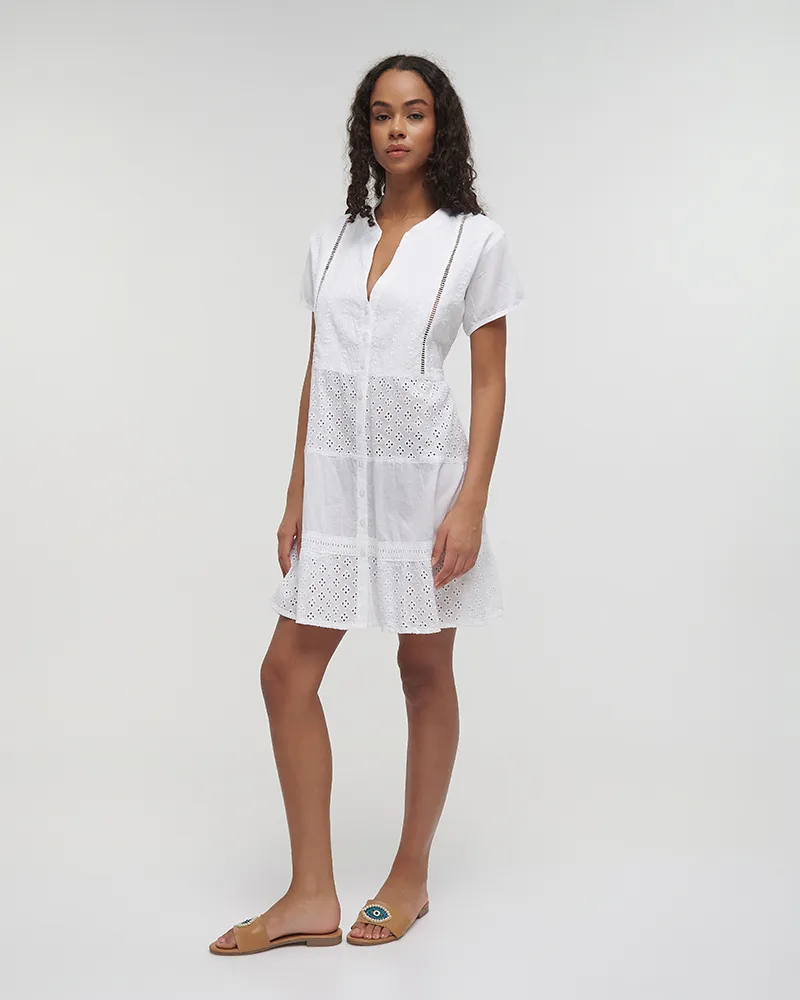 ΦΟΡΕΜΑ ΚΟΝΤΟ ΜΕ ΚΟΝΤΟ ΜΑΝΙΚΙ ΚΑΙ ΚΟΥΜΠΙΑ ΛΕΥΚΟ ONE SIZE (100%COTTON)