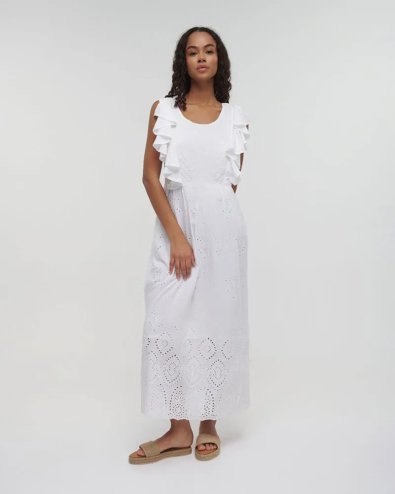 ΦΟΡΕΜΑ ΜΑΚΡΥ ΑΜΑΝΙΚΟ ΛΕΥΚΟ ΜΕ ΒΟΛΑΝ ONE SIZE(100%COTTON)