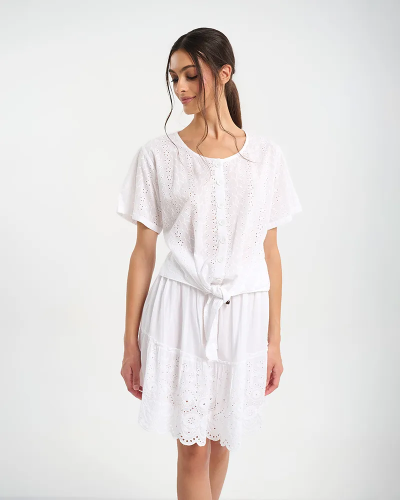 ΤΟΠ ΜΕ ΚΟΝΤΟ ΜΑΝΙΚΙ ΣΕ ΛΕΥΚΟ ΜΕ ΚΟΥΜΠΙΑ ONE SIZE (100% COTTON) ΤΟΠ ΜΕ ΚΟΝΤΟ ΜΑΝΙΚΙ ΣΕ ΛΕΥΚΟ ΜΕ ΚΟΥΜΠΙΑ ONE SIZE (100% COTTON)