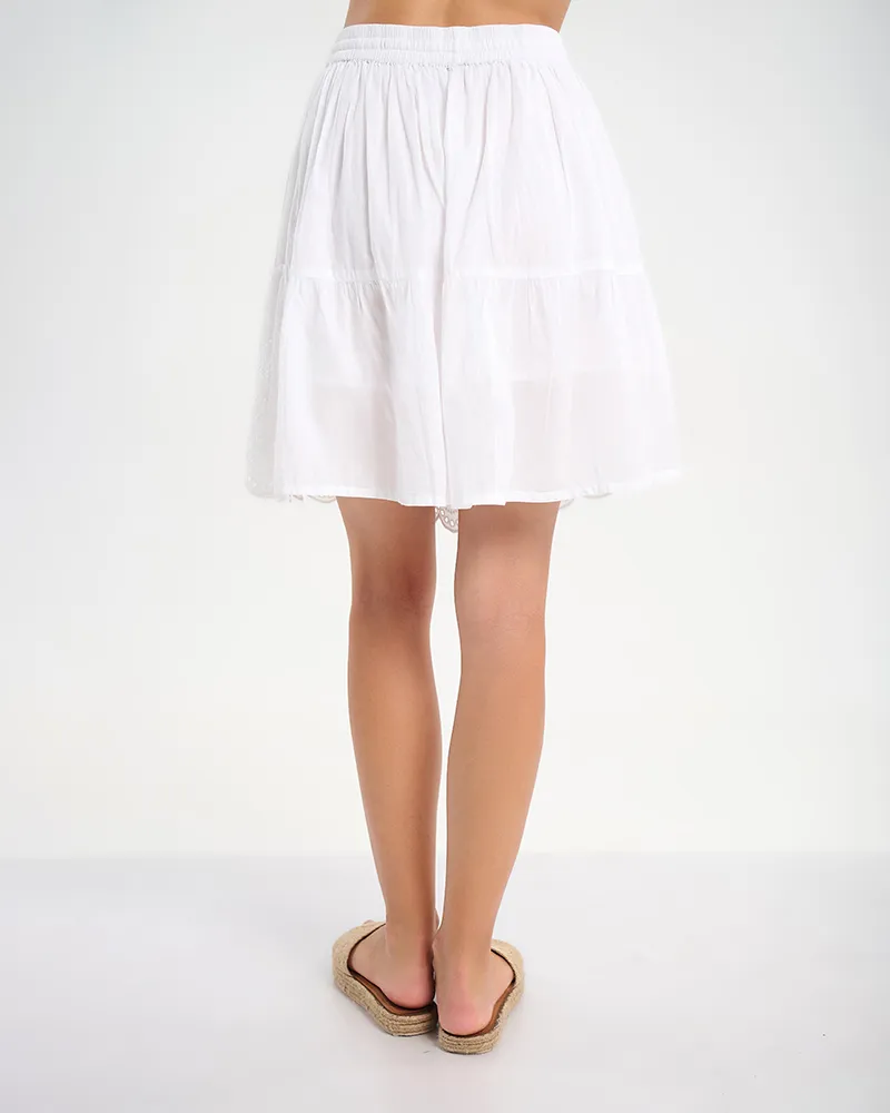 ΦΟΥΣΤΑ ΚΟΝΤΗ ΣΕ ΛΕΥΚΟ ΧΡΩΜΑ ΜΕ ΚΕΝΤΗΜΑΤΑ ONE SIZE (100% COTTON)