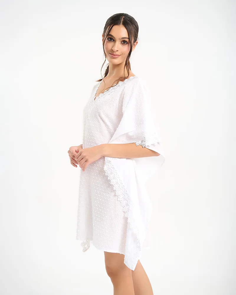 ΚΑΦΤΑΝΙ ΣΕ ΛΕΥΚΟ ΧΡΩΜΑ ΜΕ ΔΙΑΚΟΣΜΙΤΙΚΑ ΣΧΕΔΙΑ ‘ΦΥΛΛΑ’ ONE SIZE (100% COTTON)