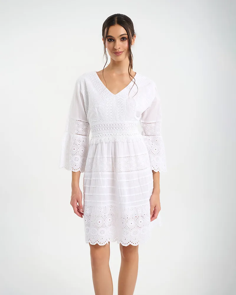 ΦΟΡΕΜΑ ΣΕ ΛΕΥΚΟ ΜΕ ΙΔΙΑΙΤΕΡΟ ΜΑΚΡΥ ΜΑΝΙΚΙ ONE SIZE (100% COTTON)