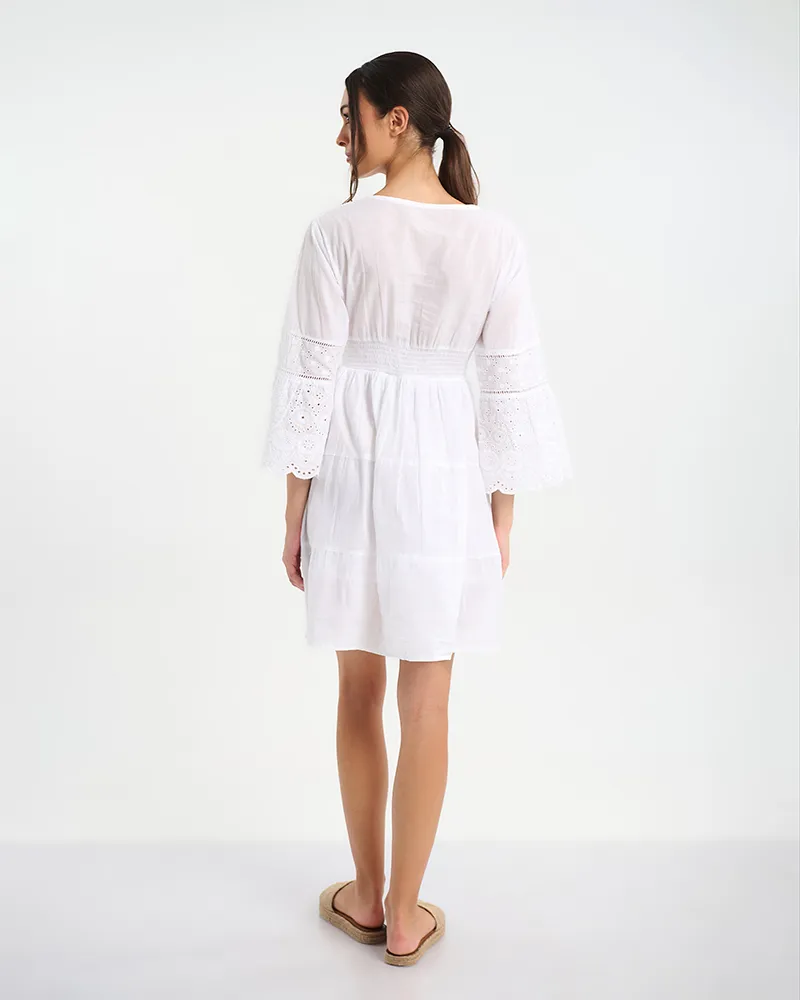 ΦΟΡΕΜΑ ΣΕ ΛΕΥΚΟ ΜΕ ΙΔΙΑΙΤΕΡΟ ΜΑΚΡΥ ΜΑΝΙΚΙ ONE SIZE (100% COTTON)