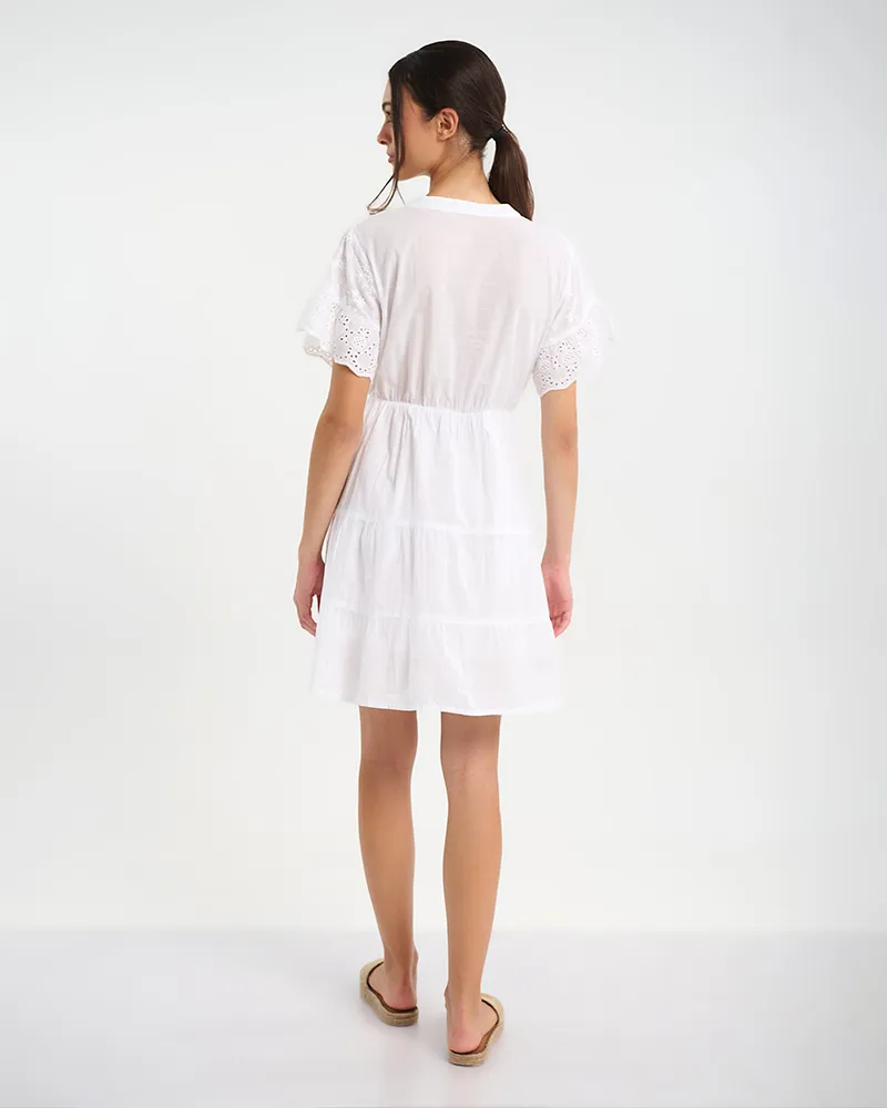 ΦΟΡΕΜΑ ΣΕ ΛΕΥΚΟ ΜΕ ΚΟΝΤΟ ΜΑΝΙΚΙ ONE SIZE (100% COTTON)