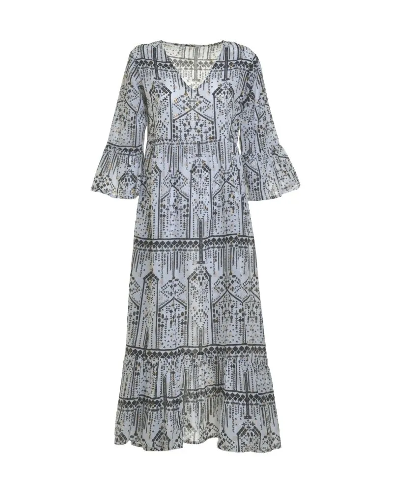 ΦΟΡΕΜΑ/ΚΑΦΤΑΝΙ ΜΑΚΡΥ ΑΣΠΡΟΜΑΥΡΟ ΜΕ ΧΡΥΣΕΣ ΛΕΠΤΟΜΕΡΕΙΕΣ ONE SIZE (100%COTTON)