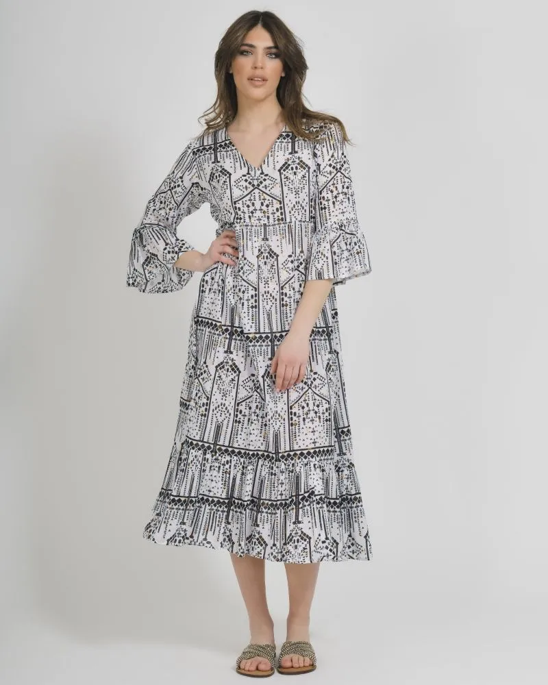 ΦΟΡΕΜΑ/ΚΑΦΤΑΝΙ ΜΑΚΡΥ ΑΣΠΡΟΜΑΥΡΟ ΜΕ ΧΡΥΣΕΣ ΛΕΠΤΟΜΕΡΕΙΕΣ ONE SIZE (100%COTTON)