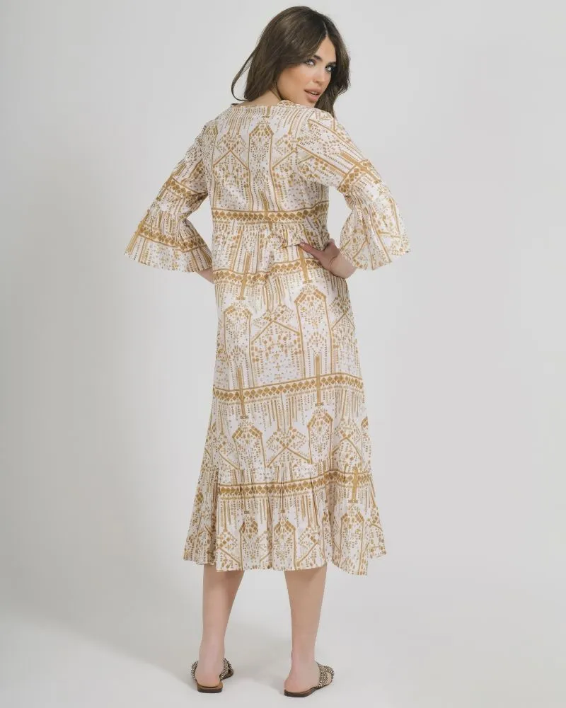 ΦΟΡΕΜΑ/ΚΑΦΤΑΝΙ ΜΑΚΡΥ ΑΣΠΡΟ ΜΠΕΖ ΜΕ ΧΡΥΣΕΣ ΛΕΠΤΟΜΕΡΕΙΕΣ ONE SIZE (100%COTTON)