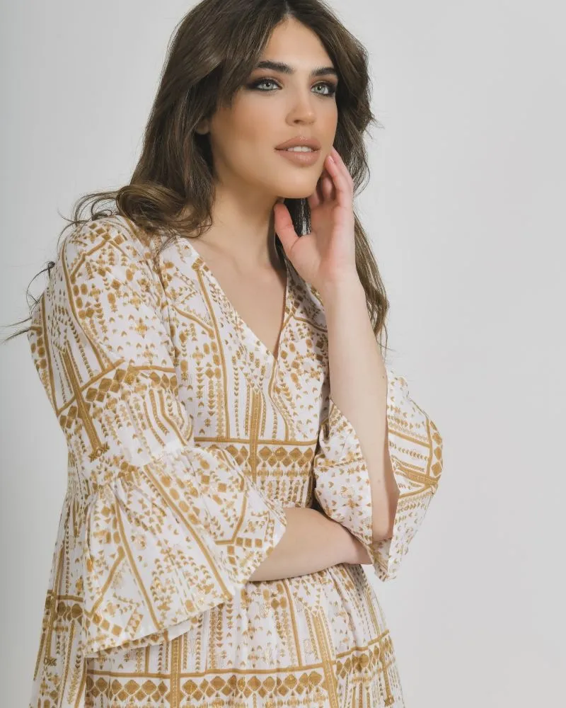 ΦΟΡΕΜΑ/ΚΑΦΤΑΝΙ ΜΑΚΡΥ ΑΣΠΡΟ ΜΠΕΖ ΜΕ ΧΡΥΣΕΣ ΛΕΠΤΟΜΕΡΕΙΕΣ ONE SIZE (100%COTTON)