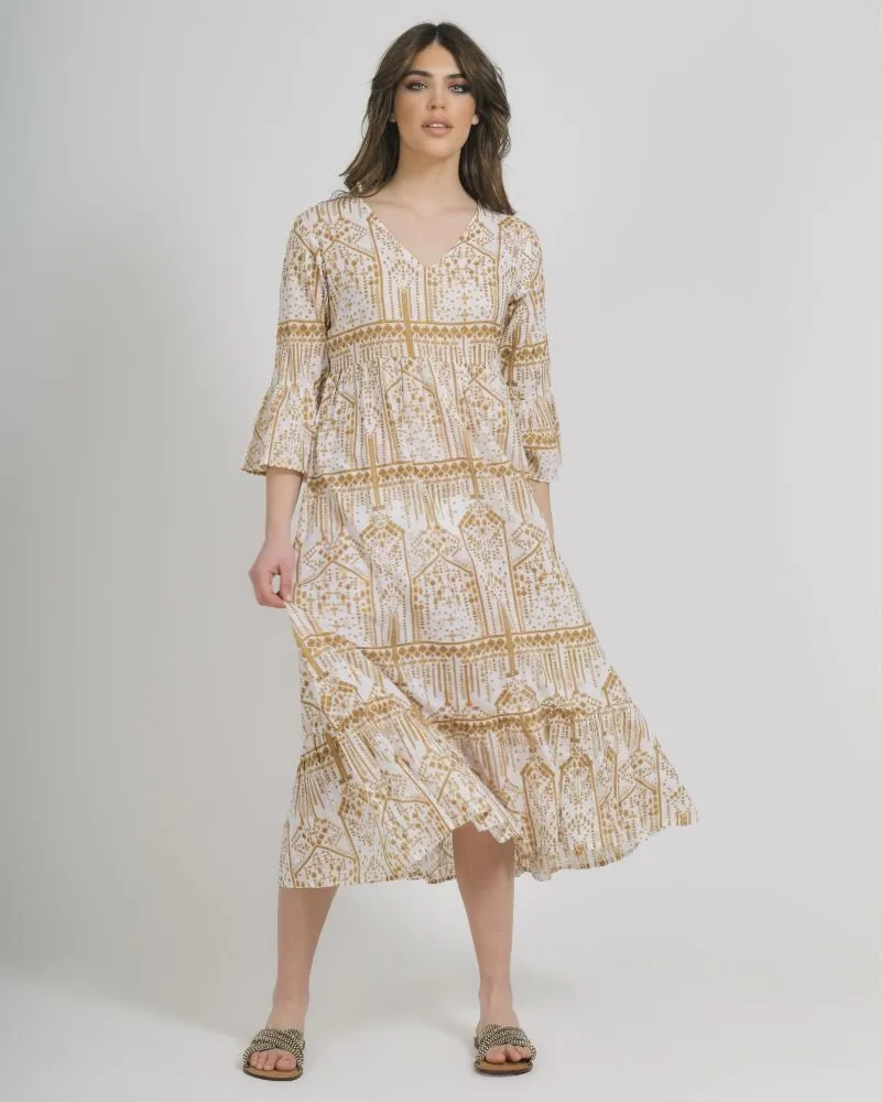 ΦΟΡΕΜΑ/ΚΑΦΤΑΝΙ ΜΑΚΡΥ ΑΣΠΡΟ ΜΠΕΖ ΜΕ ΧΡΥΣΕΣ ΛΕΠΤΟΜΕΡΕΙΕΣ ONE SIZE (100%COTTON)