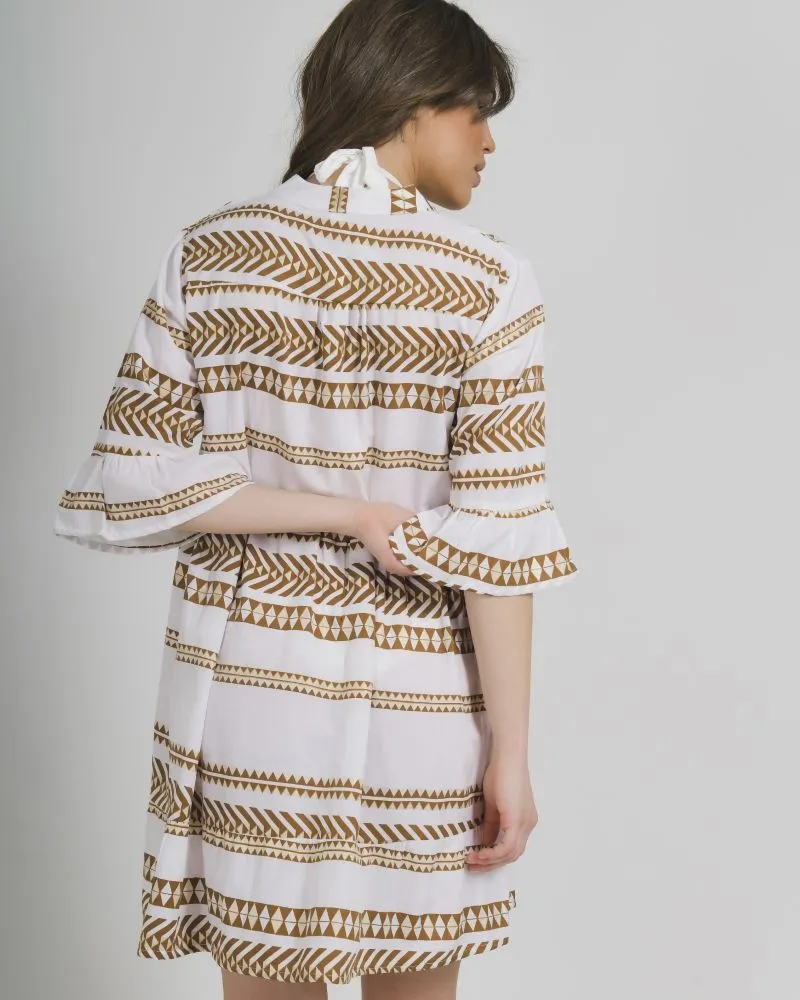 ΦΟΡΕΜΑ ΚΟΝΤΟ ΑΣΠΡΟ ΚΑΦΕ ΜΕ ΧΡΥΣΕΣ ΛΕΠΤΟΜΕΡΕΙΕΣ ONE SIZE (100%POLYESTER)