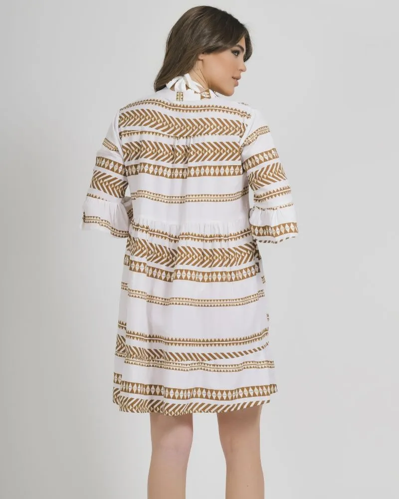 ΦΟΡΕΜΑ ΚΟΝΤΟ ΑΣΠΡΟ ΚΑΦΕ ΜΕ ΧΡΥΣΕΣ ΛΕΠΤΟΜΕΡΕΙΕΣ ONE SIZE (100%POLYESTER)