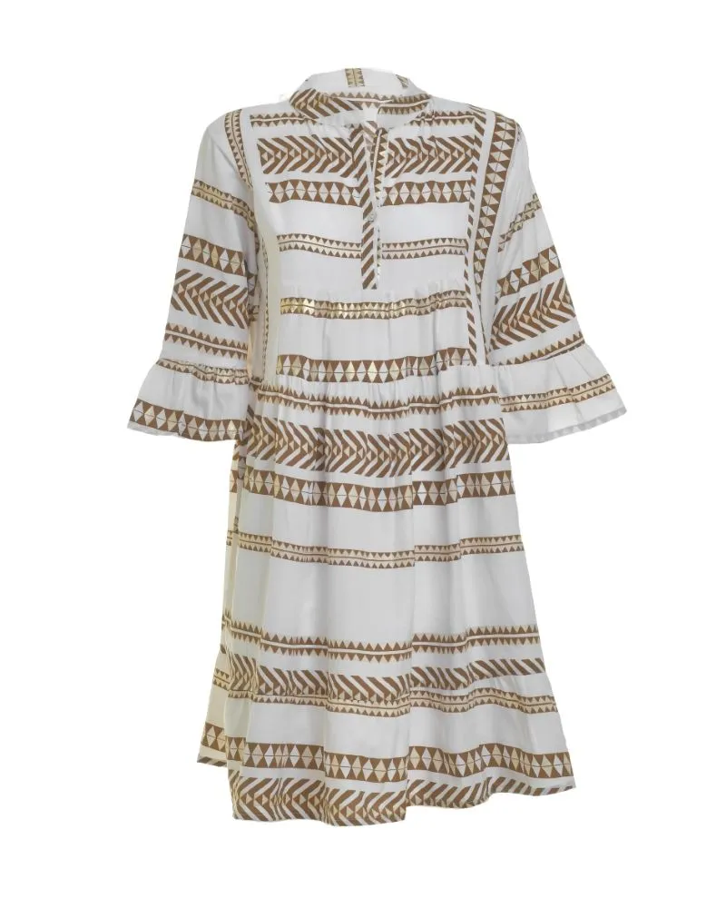 ΦΟΡΕΜΑ ΚΟΝΤΟ ΑΣΠΡΟ ΚΑΦΕ ΜΕ ΧΡΥΣΕΣ ΛΕΠΤΟΜΕΡΕΙΕΣ ONE SIZE (100%POLYESTER)