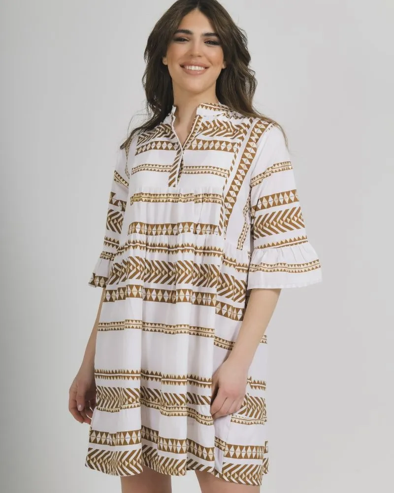 ΦΟΡΕΜΑ ΚΟΝΤΟ ΑΣΠΡΟ ΚΑΦΕ ΜΕ ΧΡΥΣΕΣ ΛΕΠΤΟΜΕΡΕΙΕΣ ONE SIZE (100%POLYESTER)