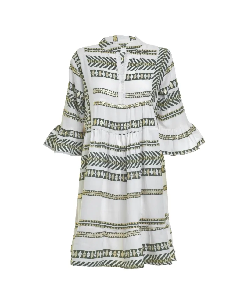 ΦΟΡΕΜΑ ΚΟΝΤΟ ΑΣΠΡΟ ΧΑΚΙ ΜΕ ΧΡΥΣΕΣ ΛΕΠΤΟΜΕΡΕΙΕΣ ONE SIZE (100%POLYESTER)