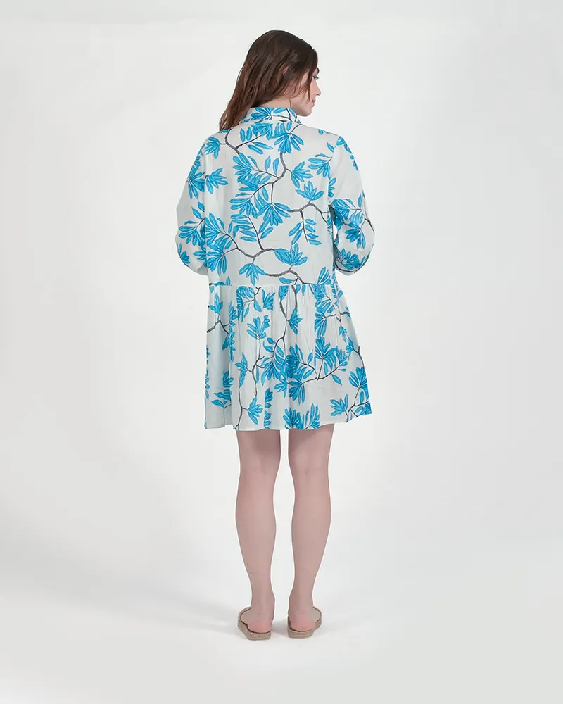 ΠΟΥΚΑΜΙΣΑ ΚΟΝΤΗ ΛΕΥΚΗ ΜΕ ΤΙΡΚΟΥΑΖ ΦΥΛΛΑ ONE SIZE (100% COTTON)