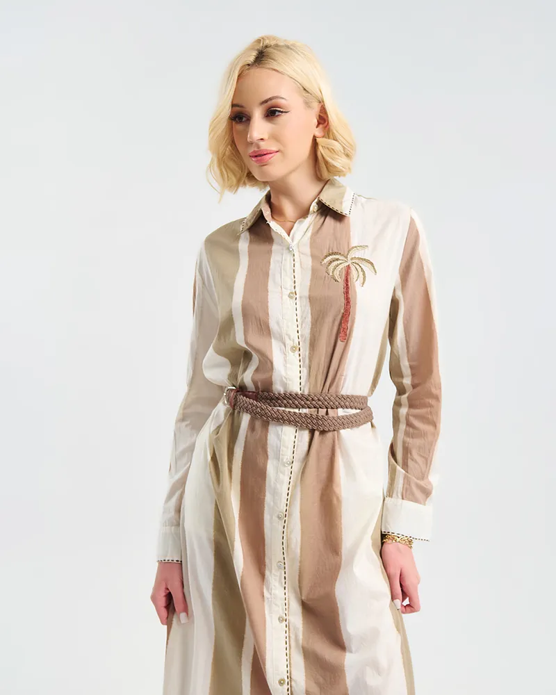 ΠΟΥΚΑΜΙΣΑ ΜΑΚΡΙΑ ΜΠΕΖ/ΚΑΦΕ ΜΕ ΦΟΙΝΙΚΑ ONE SIZE (100% COTTON)