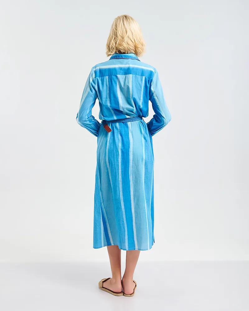 ΠΟΥΚΑΜΙΣΑ ΜΑΚΡΙΑ ΜΠΛΕ ΜΕ ΦΟΙΝΙΚΑ ONE SIZE (100% COTTON)