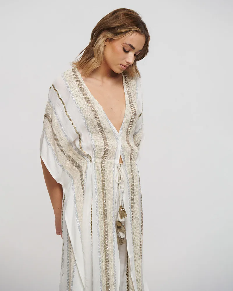 ΚΙΜΟΝΟ ΜΑΚΡΥ ΣΕ ΛΕΥΚΟ/ΜΠΕΖ ΧΡΩΜΑ ΜΕ LUREX ONE SIZE (COTTON/VISCOSE) ΚΙΜΟΝΟ ΜΑΚΡΥ ΣΕ ΛΕΥΚΟ/ΜΠΕΖ ΧΡΩΜΑ ΜΕ LUREX ONE SIZE (COTTON/VISCOSE)