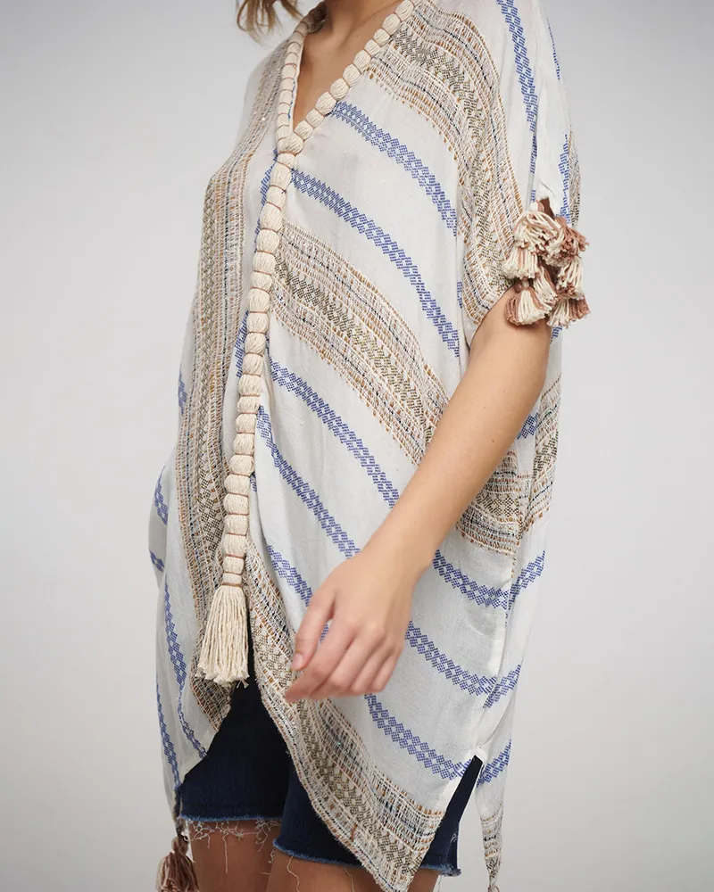 ΚΑΦΤΑΝΙ ΣΕ ΛΕΥΚΟ/ΜΠΛΕ ΧΡΩΜΑ ONE SIZE (COTTON/VISCOSE)