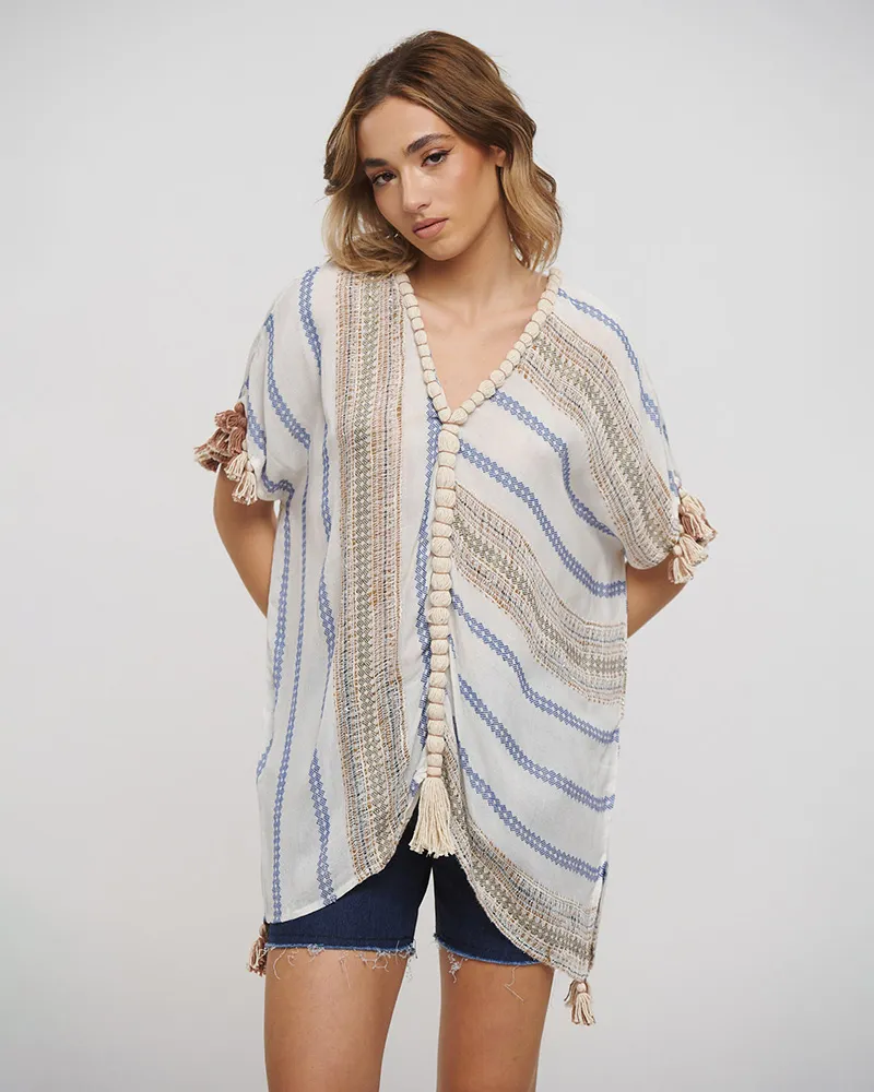 ΚΑΦΤΑΝΙ ΣΕ ΛΕΥΚΟ/ΜΠΛΕ ΧΡΩΜΑ ONE SIZE (COTTON/VISCOSE)