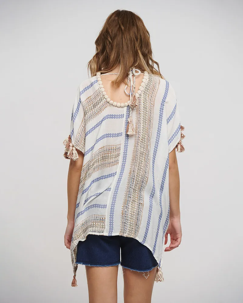 ΚΑΦΤΑΝΙ ΣΕ ΛΕΥΚΟ/ΜΠΛΕ ΧΡΩΜΑ ONE SIZE (COTTON/VISCOSE)